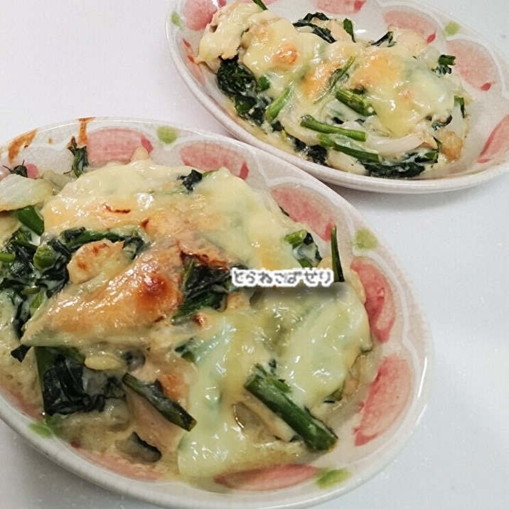 菜の花と鶏肉のグラタン